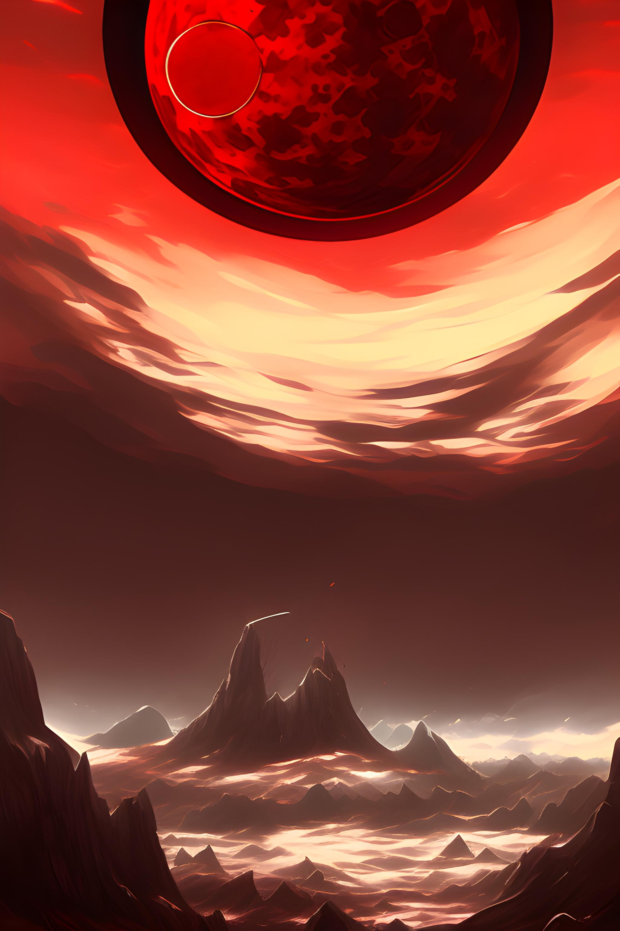 Bloody, red, anime style, scenery , blood moon | Wallpapers.ai